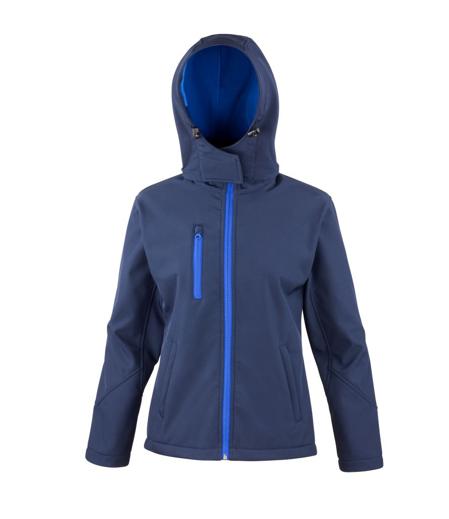 Result Core Ladies Hooded Soft Shell Jacket - Redrok